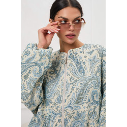 Kurtka bomberka we wzór paisley z bufiastymi rękawami | Hurt odzieży damskiej włoskiej