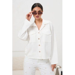 Koszula oversize z kieszeniami i złotymi guzikami | Hurtownia online odzieży z Włoch