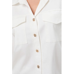 Koszula oversize z kieszeniami i złotymi guzikami | Hurtownia online odzieży z Włoch