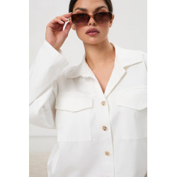 Koszula oversize z kieszeniami i złotymi guzikami | Hurtownia online odzieży z Włoch