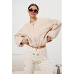 Kurtka bomberka z haftem 3D i bufiastymi rękawami | Hurtownia odzieży z Włoch