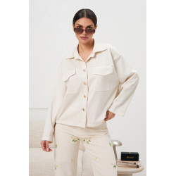 Koszula oversize z kieszeniami i złotymi guzikami | Hurtownia online odzieży z Włoch