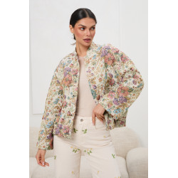 Pastelowa kurtka żakardowa w kwiatowy print | Hurtownia odzieży damskiej