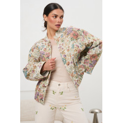 Pastelowa kurtka żakardowa w kwiatowy print | Hurtownia odzieży damskiej
