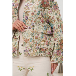 Pastelowa kurtka żakardowa w kwiatowy print | Hurtownia odzieży damskiej