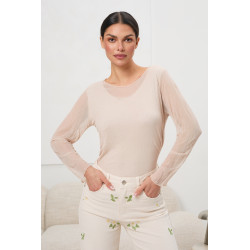 Transparentna bluzka z długim rękawem | Tania hurtownia odzieży damskiej