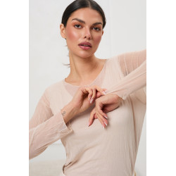 Transparentna bluzka z długim rękawem | Tania hurtownia odzieży damskiej