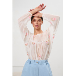 Transparentna bluzka boho z haftem kwiatowym | Bestsellerowe trendy prosto z hurtowni