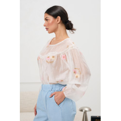 Transparentna bluzka boho z haftem kwiatowym | Bestsellerowe trendy prosto z hurtowni