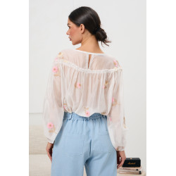Transparentna bluzka boho z haftem kwiatowym | Bestsellerowe trendy prosto z hurtowni