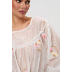 Transparentna bluzka boho z haftem kwiatowym | Bestsellerowe trendy prosto z hurtowni