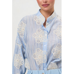 Koszula w paski z koronkowymi aplikacjami 3D | Modna odzież damska hurt