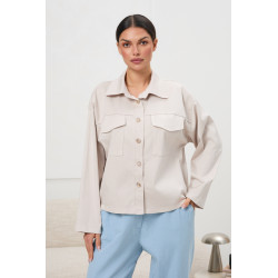 Koszula oversize z kieszeniami i złotymi guzikami | Hurtownia online odzieży z Włoch