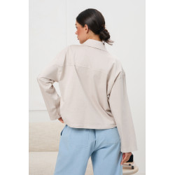 Koszula oversize z kieszeniami i złotymi guzikami | Hurtownia online odzieży z Włoch