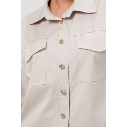 Koszula oversize z kieszeniami i złotymi guzikami | Hurtownia online odzieży z Włoch