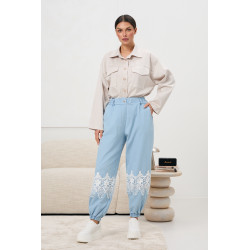 Spodnie jogger z koronkową aplikacją | Hurtownia włoskiej odzieży damskiej