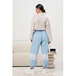 Spodnie jogger z koronkową aplikacją | Hurtownia włoskiej odzieży damskiej