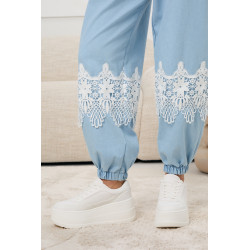Spodnie jogger z koronkową aplikacją | Hurtownia włoskiej odzieży damskiej