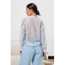 Koszula w pastelowe paski ze stójką | Hurtownia odzieży damskiej dla butików i sklepów online