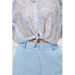 Koszula w pastelowe paski ze stójką | Hurtownia odzieży damskiej dla butików i sklepów online