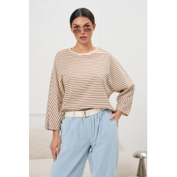 Oversize’owa bluzka w paski z szerokimi rękawami | Hurt odzieży włoskiej