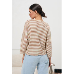 Oversize’owa bluzka w paski z szerokimi rękawami | Hurt odzieży włoskiej