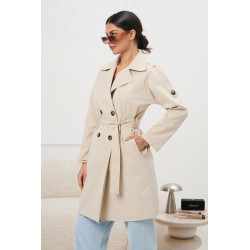 Dwurzędowy trencz z paskiem | Hurtownia odzieży włoskiej