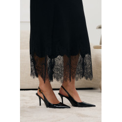 Sukienka maxi z koronkowym wykończeniem i długim rękawem | Hurtownia online