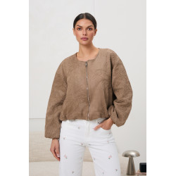 Kurtka bomberka z haftem 3D i bufiastymi rękawami | Hurtownia odzieży z Włoch