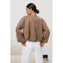 Kurtka bomberka z haftem 3D i bufiastymi rękawami | Hurtownia odzieży z Włoch