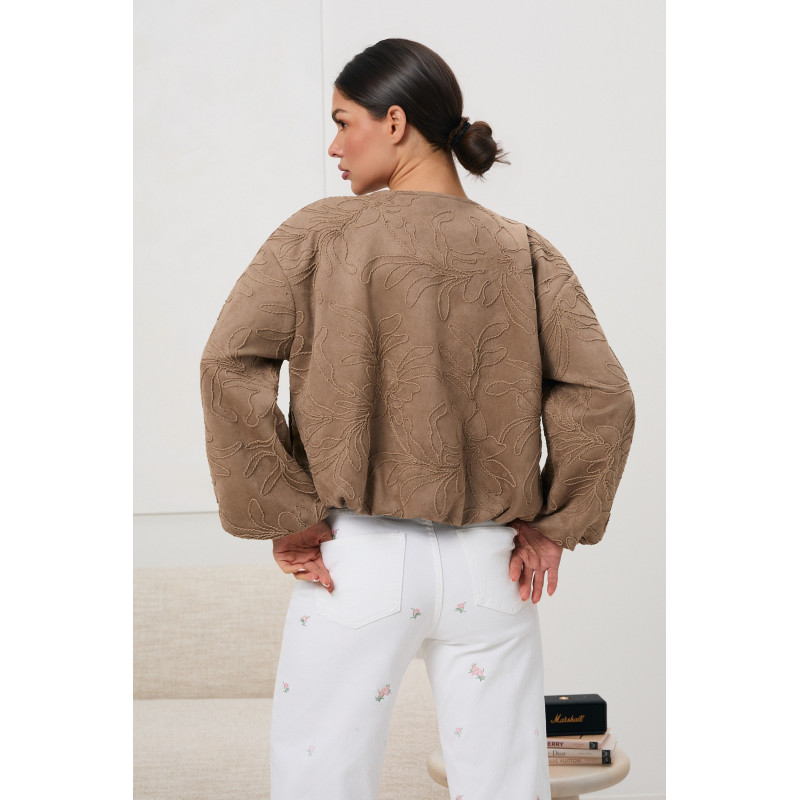 Kurtka bomberka z haftem 3D i bufiastymi rękawami | Hurtownia odzieży z Włoch