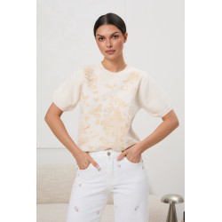 Sweter z krótkim rękawem z motywem kwiatów i motyli | Hurtownia odzieży online