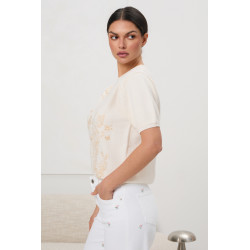 Sweter z krótkim rękawem z motywem kwiatów i motyli | Hurtownia odzieży online