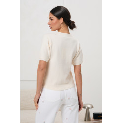 Sweter z krótkim rękawem z motywem kwiatów i motyli | Hurtownia odzieży online