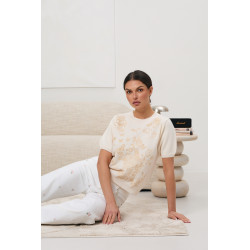 Sweter z krótkim rękawem z motywem kwiatów i motyli | Hurtownia odzieży online