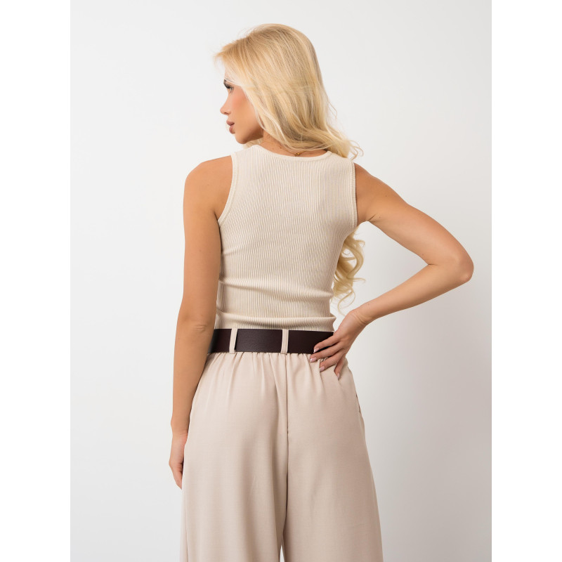 Dopasowany top w prążek z dekoracyjnym złotym detalem | Hurtownia odzieży damskiej