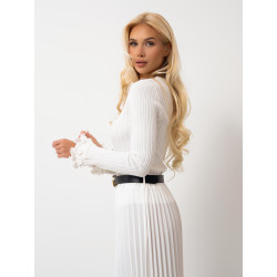 Bluzka z ozdobnymi złotymi guzikami i falbanką przy rękawie | Odzież damska w hurcie