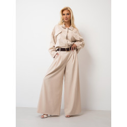 Szerokie spodnie typu palazzo z paskiem