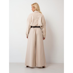 Szerokie spodnie typu palazzo z paskiem