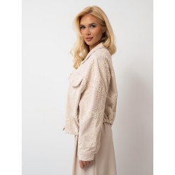 Kurtka oversize kwiatowym haftem i kieszeniami