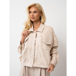 Kurtka oversize kwiatowym haftem i kieszeniami