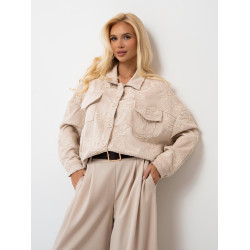 Kurtka oversize kwiatowym haftem i kieszeniami