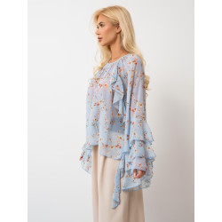Szyfonowa bluzka w kwiaty z falbanami i szerokimi rękawami