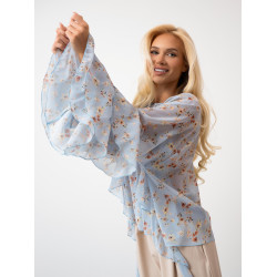 Szyfonowa bluzka w kwiaty z falbanami i szerokimi rękawami