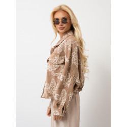 Kurtka oversize kwiatowym haftem i kieszeniami