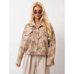 Kurtka oversize kwiatowym haftem i kieszeniami