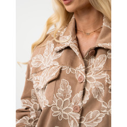 Kurtka oversize kwiatowym haftem i kieszeniami