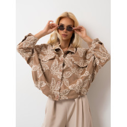 Kurtka oversize kwiatowym haftem i kieszeniami