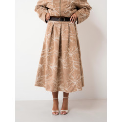 Spódnica midi z haftowanym motywem kwiatowym