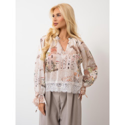 Bluzka z pastelowym nadrukiem i wiązanymi rękawami